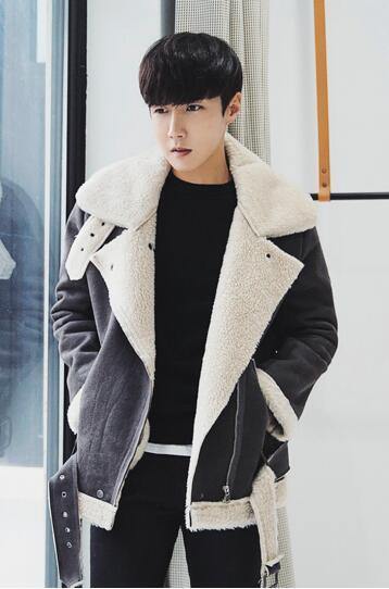 Planet Gates Thick Warm Oblique Zipper Unique Designer Mens Suede Jackets Coat With Fur Lining Winter