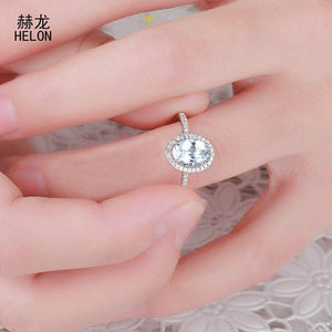 Planet Gates Oval Aquamarine Gemstone Rings Solid 10K White Gold Engagement Diamonds Rings For Women Wedding Trendy Fine Jewelry