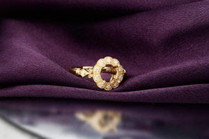 Planet Gates Oval cut Semi Mount Ring Settings & 0.18ct Diamond 14k Yellow Gold Gemstone Engagement Ring Fine Jewelry