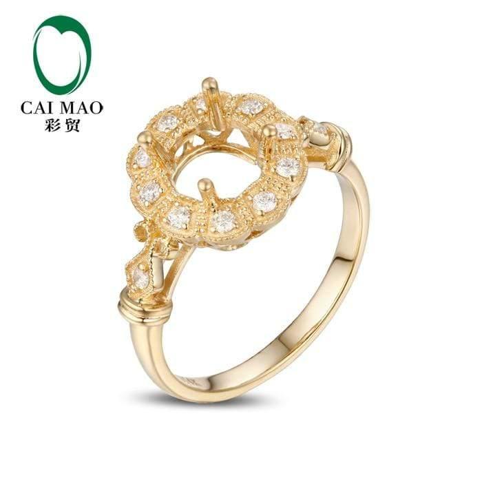 Planet Gates Oval cut Semi Mount Ring Settings & 0.18ct Diamond 14k Yellow Gold Gemstone Engagement Ring Fine Jewelry