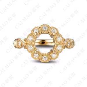 Planet Gates Oval cut Semi Mount Ring Settings & 0.18ct Diamond 14k Yellow Gold Gemstone Engagement Ring Fine Jewelry