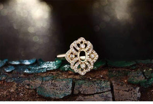 Planet Gates Oval cut Semi Mount Ring Settings & 0.26ct  Diamond 18k Yellow Gold Gemstone Engagement Ring Fine Jewelry