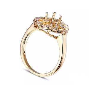 Planet Gates Oval cut Semi Mount Ring Settings & 0.26ct  Diamond 18k Yellow Gold Gemstone Engagement Ring Fine Jewelry