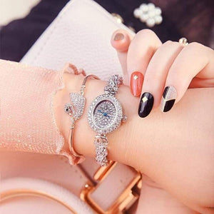 Planet Gates Oval Women's Watch Japan Quartz Fashion Luxury Jewelry Hours Bracelet Rhinestone Girl's Birthday Gift Royal Crown Box