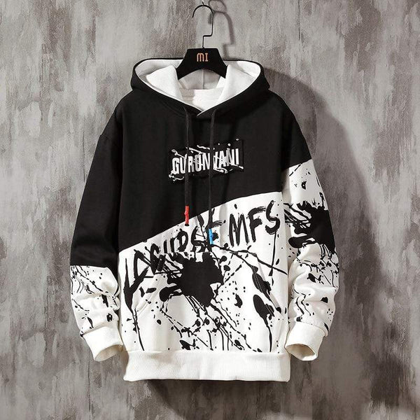 Planet Gates Oversized Mens Hoodies Men  Winter Patchwork Sweatshirt Hip Hop Japanese Streetwear Harajuku White Hoodie Men