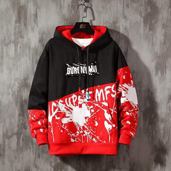 Planet Gates Oversized Mens Hoodies Men  Winter Patchwork Sweatshirt Hip Hop Japanese Streetwear Harajuku White Hoodie Men