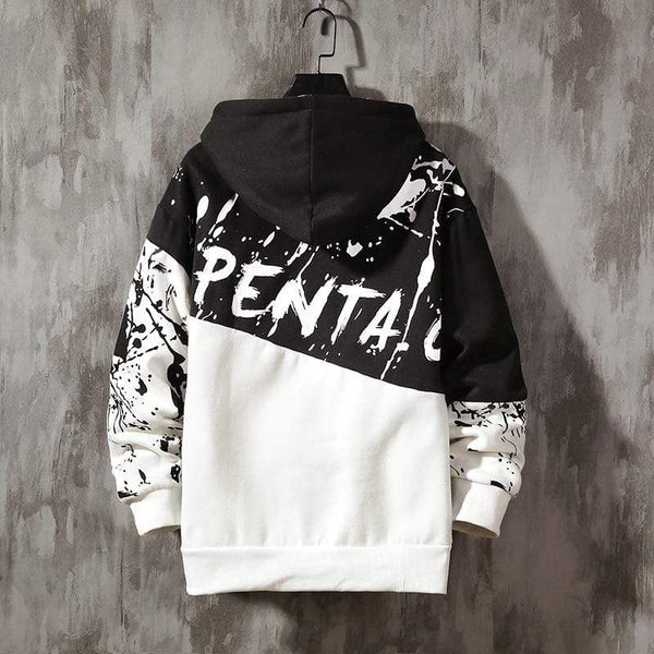 Planet Gates Oversized Mens Hoodies Men  Winter Patchwork Sweatshirt Hip Hop Japanese Streetwear Harajuku White Hoodie Men