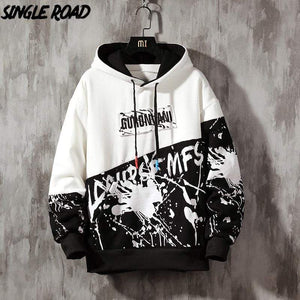 Planet Gates Oversized Mens Hoodies Men  Winter Patchwork Sweatshirt Hip Hop Japanese Streetwear Harajuku White Hoodie Men