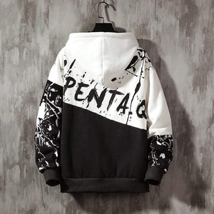 Planet Gates Oversized Mens Hoodies Men  Winter Patchwork Sweatshirt Hip Hop Japanese Streetwear Harajuku White Hoodie Men