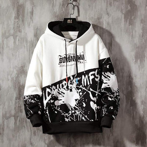 Planet Gates Oversized Mens Hoodies Men  Winter Patchwork Sweatshirt Hip Hop Japanese Streetwear Harajuku White Hoodie Men