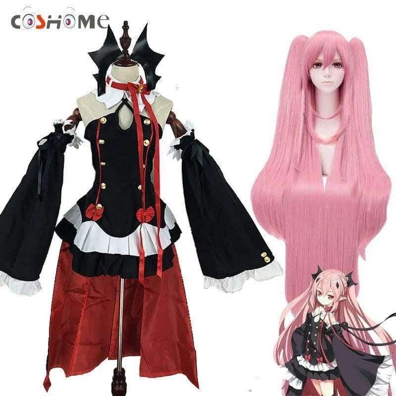 Planet Gates Owari No Seraph Of The End Krul Tepes Wigs Cosplay Costumes Lolita Dress Vampire Uniforms 6Pcs/Set For Halloween Party