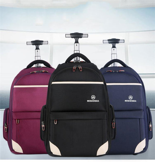 Planet Gates Oxford Trolley Travel Backpack Hand Luggage Suitcase Bags on Wheels Unisex Rolling Duffle Bag WSD-12911