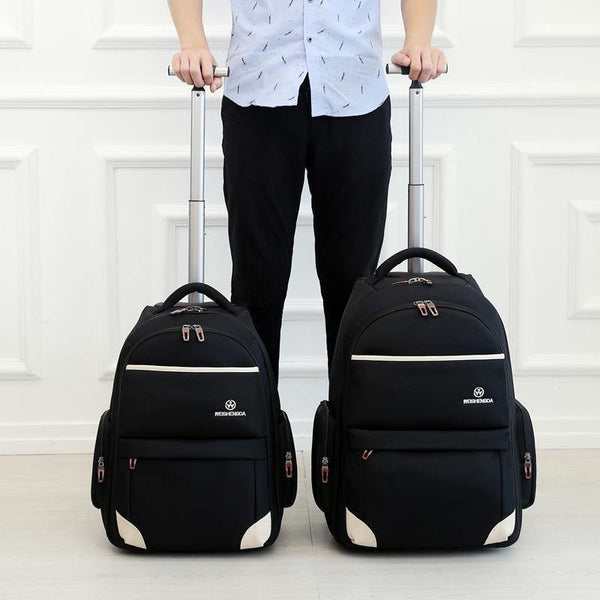 Planet Gates Oxford Trolley Travel Backpack Hand Luggage Suitcase Bags on Wheels Unisex Rolling Duffle Bag WSD-12911