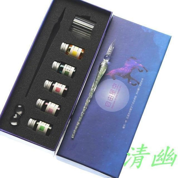 Planet Gates P Rainbow Glass Pen Dip pen Gift Set Starry sky Color ink Pen Creative Writing Tools Pluma Estilografica