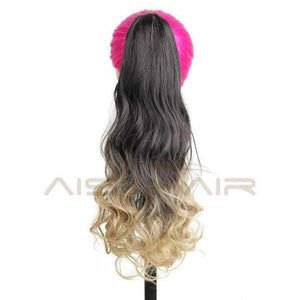 Planet Gates P12/613 / 18inches 19 inches Long Ponytail Clip in Pony tail Hair Extensions Claw on Hair piece Wavy Ombre Synthetic Fiber