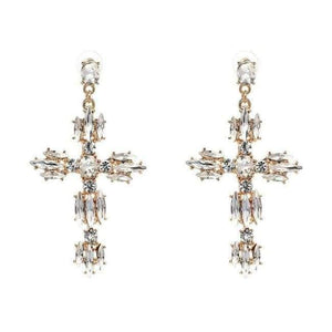 Planet Gates P1403WH Vintage Boho Crystal Cross Drop Earrings for Women Baroque Bohemian Large Long Earrings Jewelry Brincos 2018