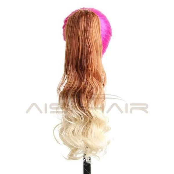 Planet Gates P16/613 / 18inches 19 inches Long Ponytail Clip in Pony tail Hair Extensions Claw on Hair piece Wavy Ombre Synthetic Fiber