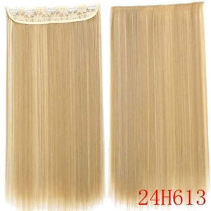 Planet Gates P18/22 / 22inches 22Inch Long Straight Synthetic Clip in Hair Extension Heat Resistant 5 Clip Hairpiece Black Blonde Brown Synthetic Hair