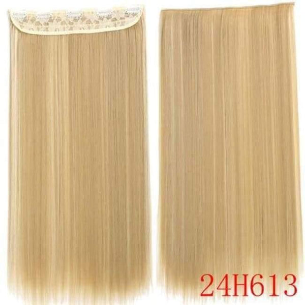 Planet Gates P18/22 / 22inches 22Inch Long Straight Synthetic Clip in Hair Extension Heat Resistant 5 Clip Hairpiece Black Blonde Brown Synthetic Hair