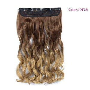 Planet Gates P18/22 / 22inches Synthetic Heat Resistant 22" Ombre Wigs Chocolate Brown to Blonde Women Wavy Hair One Piece Clip in Hair Extensions