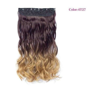 Planet Gates P1B/27 / 22inches Synthetic Heat Resistant 22" Ombre Wigs Chocolate Brown to Blonde Women Wavy Hair One Piece Clip in Hair Extensions