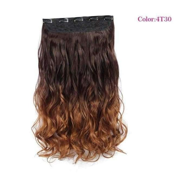 Planet Gates P1B/30 / 22inches Synthetic Heat Resistant 22" Ombre Wigs Chocolate Brown to Blonde Women Wavy Hair One Piece Clip in Hair Extensions