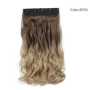 Planet Gates P1B/613 / 22inches Synthetic Heat Resistant 22" Ombre Wigs Chocolate Brown to Blonde Women Wavy Hair One Piece Clip in Hair Extensions