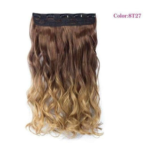 Planet Gates P2/613 / 22inches Synthetic Heat Resistant 22" Ombre Wigs Chocolate Brown to Blonde Women Wavy Hair One Piece Clip in Hair Extensions