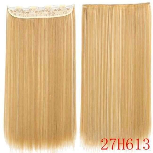 Planet Gates 22Inch Long Straight Synthetic Clip in Hair Extension Heat Resistant 5 Clip Hairpiece Black Blonde Brown Synthetic Hair