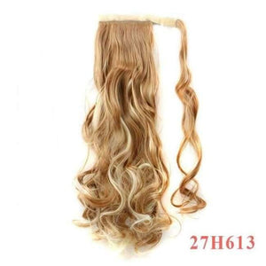 Planet Gates P27/613 / 22inches / China 22" Long Wave Clip In Hair Tail False Hair Ponytail Hairpiece With Hairpins Synthetic Wig Pony Tail Hair Extensions