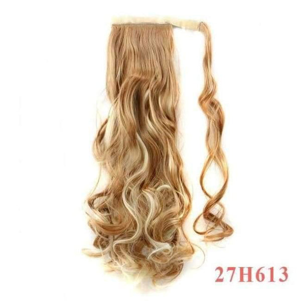 Planet Gates P27/613 / 22inches / China 22" Long Wave Clip In Hair Tail False Hair Ponytail Hairpiece With Hairpins Synthetic Wig Pony Tail Hair Extensions