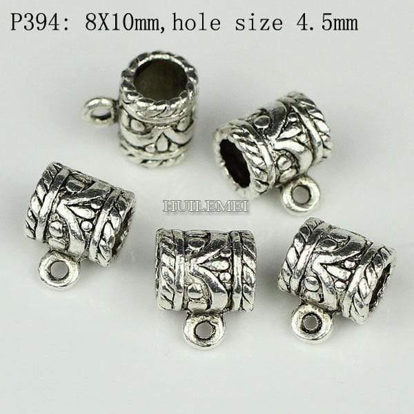 Planet Gates P394 100pcs/lot Antique Silver Color Charm Bail Beads Pendant Clips Clasps Connectors For Bracelet Necklace Jewelry Making Findings