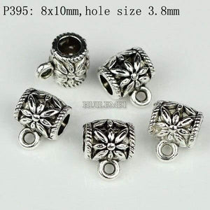 Planet Gates P395 100pcs/lot Antique Silver Color Charm Bail Beads Pendant Clips Clasps Connectors For Bracelet Necklace Jewelry Making Findings