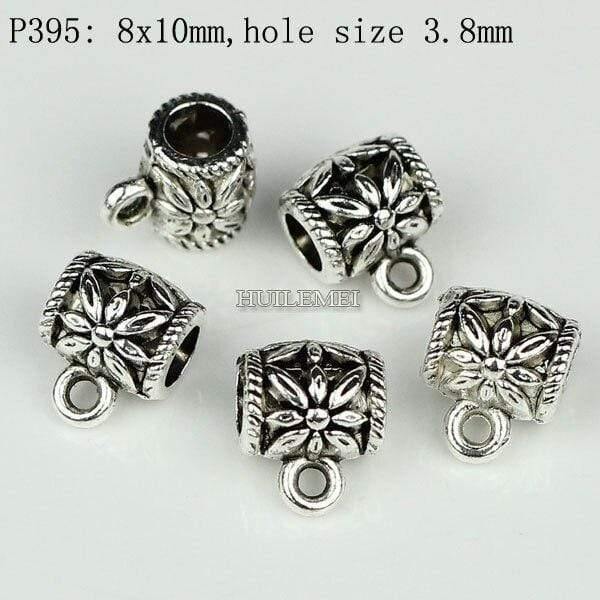 Planet Gates P395 100pcs/lot Antique Silver Color Charm Bail Beads Pendant Clips Clasps Connectors For Bracelet Necklace Jewelry Making Findings