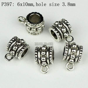 Planet Gates P397 100pcs/lot Antique Silver Color Charm Bail Beads Pendant Clips Clasps Connectors For Bracelet Necklace Jewelry Making Findings