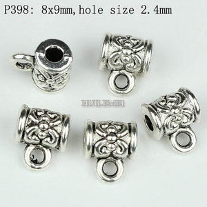 Planet Gates P398 100pcs/lot Antique Silver Color Charm Bail Beads Pendant Clips Clasps Connectors For Bracelet Necklace Jewelry Making Findings