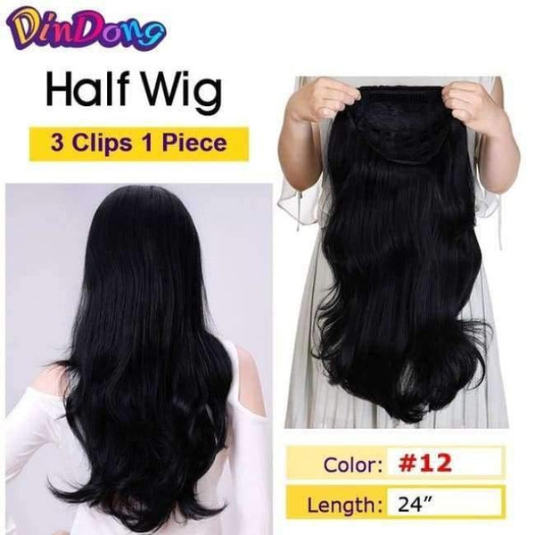 Planet Gates P4/24 / 24inches Synthetic Flip In Hair Wavy Clip in Hair Extensions 3/4 Half Wig 3 Styles 50 Colors Available Premium Heat Resistant