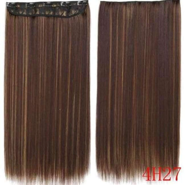 Planet Gates P4/27 / 22inches 22Inch Long Straight Synthetic Clip in Hair Extension Heat Resistant 5 Clip Hairpiece Black Blonde Brown Synthetic Hair