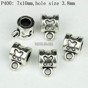 Planet Gates P400 100pcs/lot Antique Silver Color Charm Bail Beads Pendant Clips Clasps Connectors For Bracelet Necklace Jewelry Making Findings