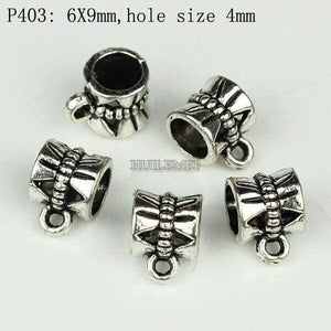 Planet Gates P403 100pcs/lot Antique Silver Color Charm Bail Beads Pendant Clips Clasps Connectors For Bracelet Necklace Jewelry Making Findings