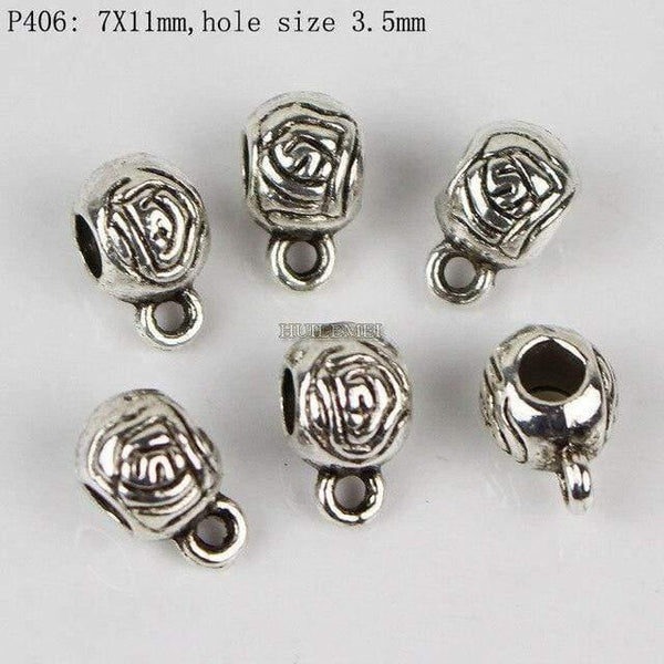 Planet Gates P406 100pcs/lot Antique Silver Color Charm Bail Beads Pendant Clips Clasps Connectors For Bracelet Necklace Jewelry Making Findings