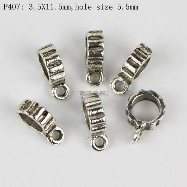 Planet Gates P407 100pcs/lot Antique Silver Color Charm Bail Beads Pendant Clips Clasps Connectors For Bracelet Necklace Jewelry Making Findings