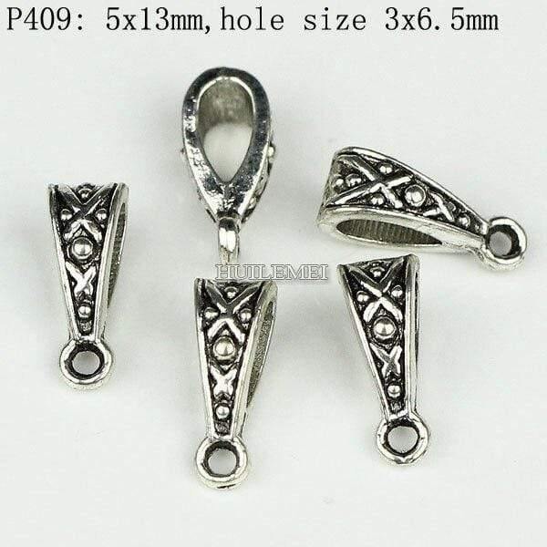 Planet Gates P409 100pcs/lot Antique Silver Color Charm Bail Beads Pendant Clips Clasps Connectors For Bracelet Necklace Jewelry Making Findings