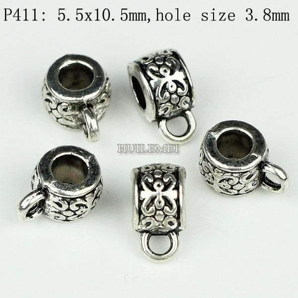 Planet Gates P411 100pcs/lot Antique Silver Color Charm Bail Beads Pendant Clips Clasps Connectors For Bracelet Necklace Jewelry Making Findings
