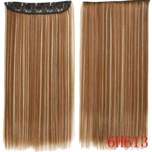 Planet Gates P6/613 / 22inches 22Inch Long Straight Synthetic Clip in Hair Extension Heat Resistant 5 Clip Hairpiece Black Blonde Brown Synthetic Hair