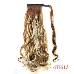 Planet Gates P6/613 / 22inches / China 22" Long Wave Clip In Hair Tail False Hair Ponytail Hairpiece With Hairpins Synthetic Wig Pony Tail Hair Extensions