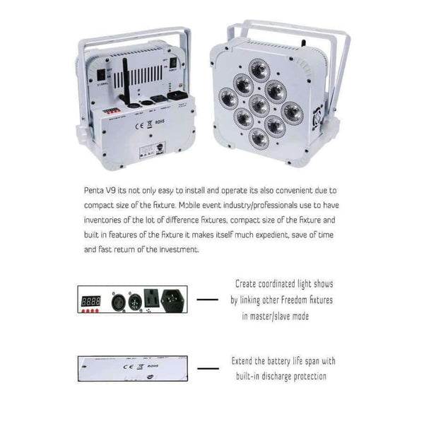 Planet Gates (Pack of 4) Rasha Hex Crux 9leds*18W 6in1 RGBAW UV Battery Operated Wireless LED Par Light For Event Party Flicker Free 7/12CH