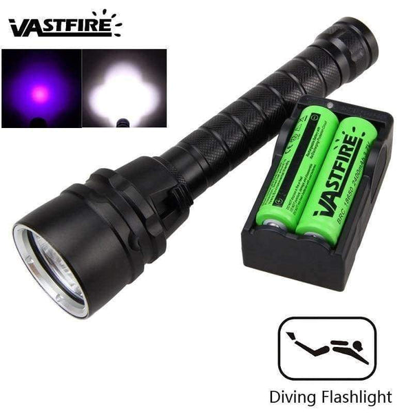 Planet Gates Package 2 / Black Waterproof Underwater 100m Diving Flashlight  2500Lm T6  18650 LED Scuba Dive Torch Lamp+Dive Goggles+Breath Tube+Gloves