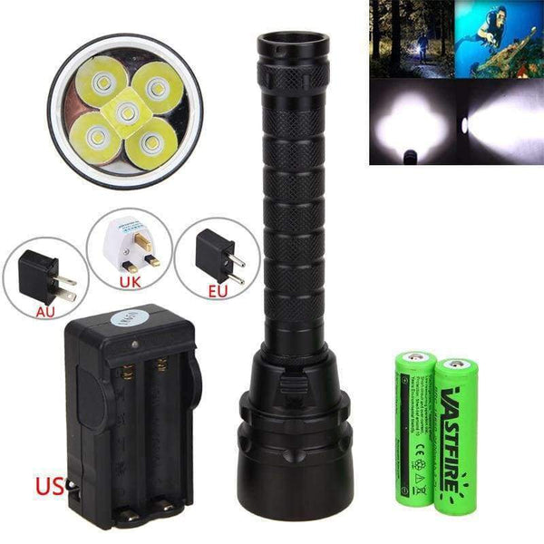 Planet Gates Package 2 / Black Waterproof Underwater 100m Diving Flashlight  2500Lm T6  18650 LED Scuba Dive Torch Lamp+Dive Goggles+Breath Tube+Gloves
