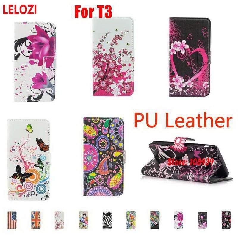 Planet Gates Painted PU Leather Lether Wallet Case For Sony Xperia T3 D5106 Jellyfish Colorful Best Heart Cheap Luxury Flower